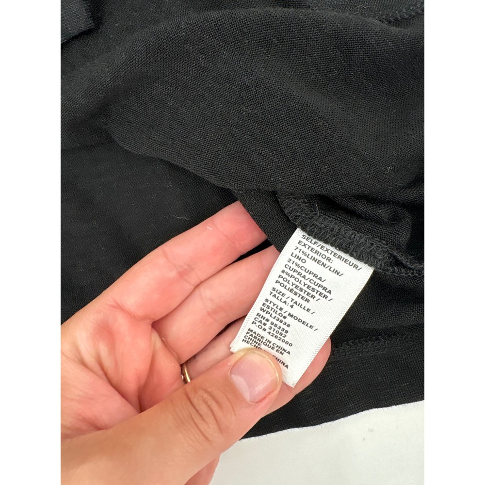 James Perse Los Angeles Black Linen Blend Button Front Shirt WPLJ3838 Size 4 - Picture 4 of 6